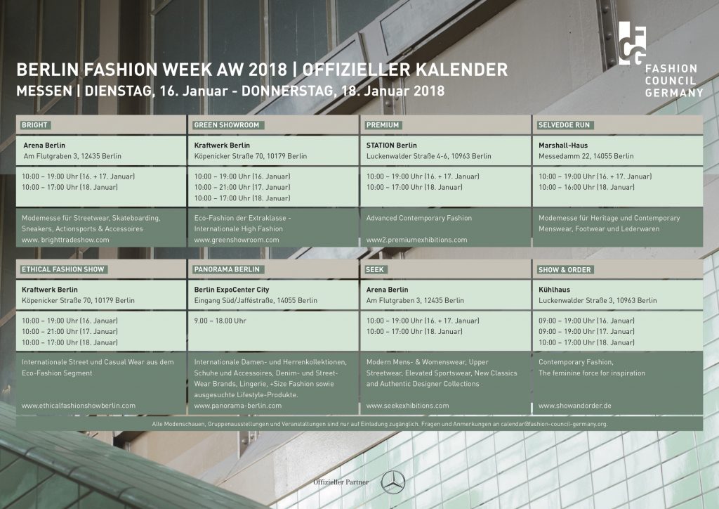 Veranstaltungskalender zur Berlin Fashion Week FASHIONTODAY